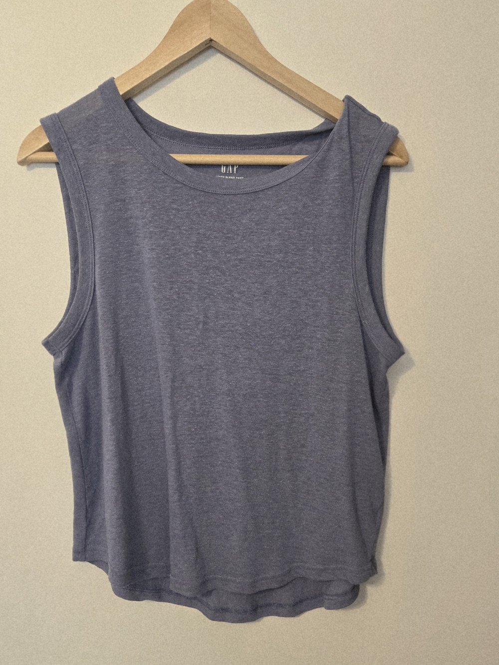GAP Linen-Blend Sleeveless Tank Top in Heather Blue